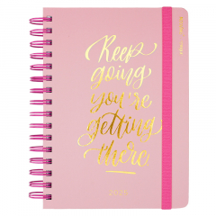 Agenda Mooving 2025 15x21cm con Espiral Diaria a la Vista Vogue Rosa Pastel