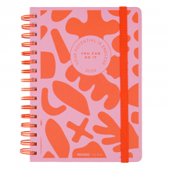 Agenda Mooving 2025 15x21cm con Espiral Diaria a la Vista Flow Roja