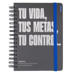 Agenda Mooving 2025 15x21cm con Espiral Diaria a la Vista Urban Tira Azul