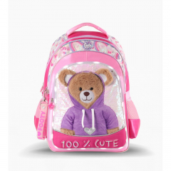 Mochila Footy 18 Teddy Rosa Con Luz