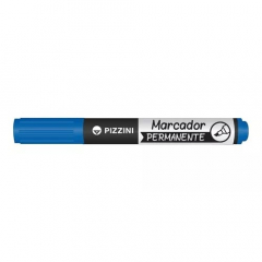 Marcador Pizzini Permanente Punta Biselada Azul