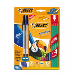 Kit Escolar Bic Evolution + Boligrafos + Lápices de Colores