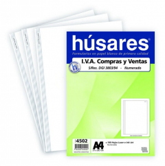 Libro IVA Compras/Ventas Húsares A4 Numerado 100 Hojas