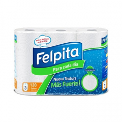 Papel Rollo Cocina Felpita x3 unidades Blanco 40 Paños